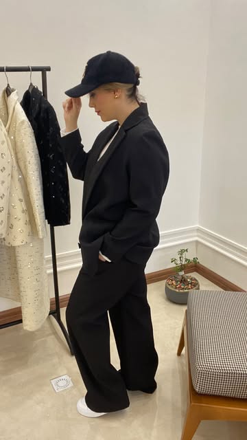 کت شلوار بیسیک ویسکوز مشکی